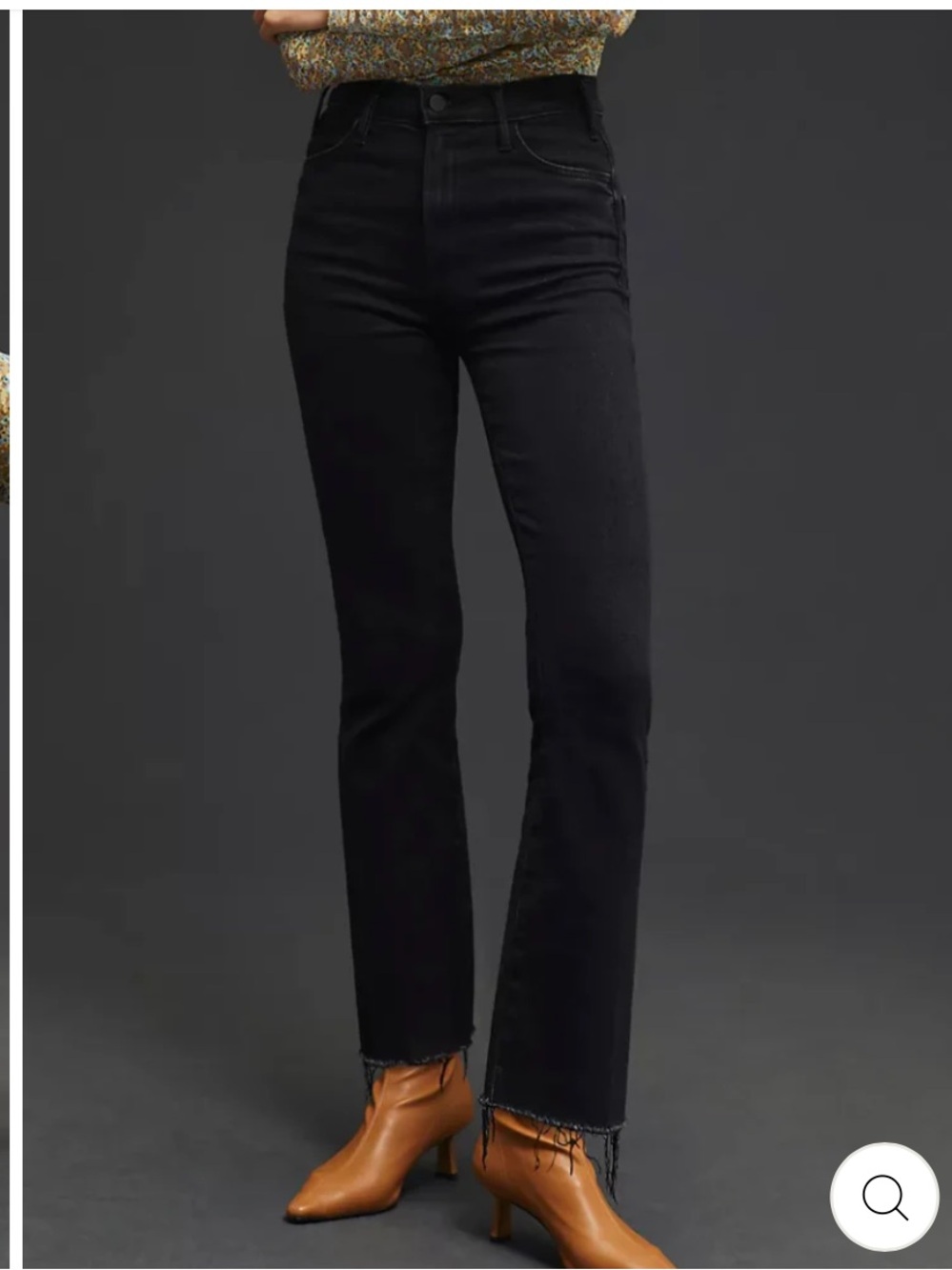 MOTHER Black High-Rise Ankle Jeans with Raw Hem